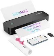 Portable Printers Wireless for Travel,Thermal Bluetooth Inkless Mini Printer Com