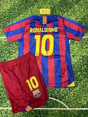 Barcelona HOME Kids Jersey and Shorts - RONALDINHO #10 - Size 8