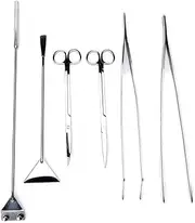 LissomPlume Stainless Steel Aquarium Tool Kit Aquascaping Tools Starter Kits Fish Tank Aquatic Plants Set of 6