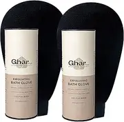 GHAR SOAPS Exfoliating Gloves For Body | Scrub Gloves For Dead Skin Pack of 2 (Black)