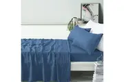 Vintage Design Homewares 100% Linen Brilliant Blue Sheet Set King
