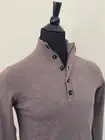 New Hugo Boss Men's Sweater S size Brown Wool Half Zip Buttons Pullover