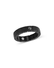 Roberto Demeglio Men's 18K White Gold Black Diamond Black Ceramic Stretch Ring