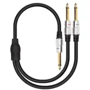 Dual 6.35mm Mono Stereo Y Cable Splitter 50cm Connector