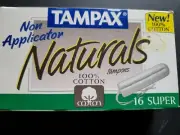 NOS Tampax Tampons 1996 Naturals 16 super count