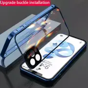 For iPhone 15 14 13 12 Pro Max 360° Metal Double-sided Tempered Glass Case Cover