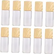 CLISPEED 10Pcs Refillable Glass Roller Bottles for Essential Oils and Perfume Portable Lightweight Leakproof Containers with Grain Cap for Travel and Home Use