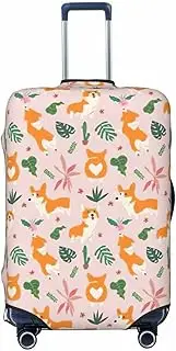 [CADREWY] Small Size Corgi Print Travel Suitcase Cover Luggage Protector with Elastic Anti Scratch for Carry On, Black, X-Large
