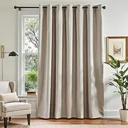 JINCHAN Room Darkening Curtain Linen for Bedroom Linen Textured Room Divider Door Curtain Thermal Insulated Drape Grommet 1 Panel,W254cm X D244cm, Greyish Beige