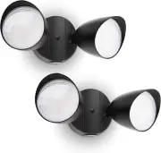 2-Packs 2500 Ln 32 Watt 28 LED Dual-Head Floodlight Outdoor, Full Metal Design,