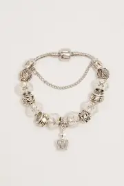 Silver Crown Charm Bracelet
