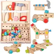 Construction Tools for Kids - Wooden Plays Tools Carpenter Toys,Preschool Learning Activities, Construction Building Toy, Fine Motor Skills Toys for Kids