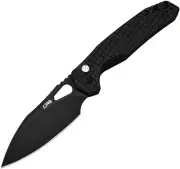 NEW CJRB Frack Button Lock Black Folding Knives