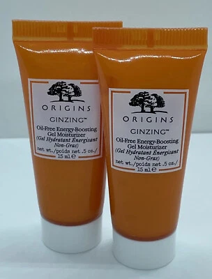 NEW 2X ORIGINS Ginzing Oil-Free Energy-Boosting Gel Moisturizer Tubes 0.5oz Each