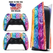 PS5 Disc Version Console & Controller Vinyl Skin Decal Wrap - Tie Dye