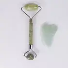 GUA SHA STONE SCRAPER MYOFASCIAL RELEASE AND JADE FACIAL ROLLER SET