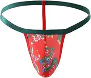 [BTREEFLO] Men's Sexy Sissy Thong Panties Chinese Style Single Waist G-String Bikini Briefs Underwear Sissy Pouch for Men Red, Red, One Size