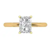 14K Yellow Gold Solitaire Promise Ring, 1.75 ct Radiant Simulated Diamond
