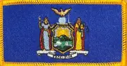 NEW YORK STATE Flag Patch W/ VELCRO® Brand Fastener EMBLEM GOLD BORDER #3