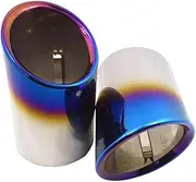 Car-styling 2pcs Car Exhaust End Tip Compatible For Audi A5 Inlet 88mm 304 Stainless Steel Muffler Tail Throat Decoration Accessories(Bluing)