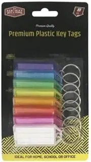 [Generic] 8X Plastic Key Tags with Split Ring Keys Identifier Bag Luggage Labels Tag ID