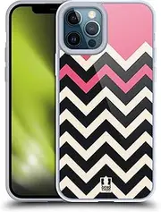 Head Case Designs Rose Colour Block Chevron Gel Case [Military Grade Protection] Compatible with Apple iPhone 12 Pro Max