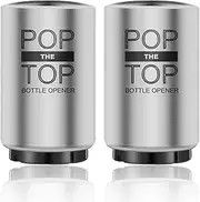 2PCS Automatic Beer Bottle Opener with Magnetic Cap Catcher, Pop The Top Stainless Steel One Handed Lid Opening Spring Loaded Push&Pop for Kitchen Bar Home Restaurant Utensils Beer Accessories Gift