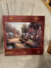 thomas kinkade puzzle “cobblestone lane” 1,000 pc size 27” x 20” new sealed