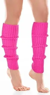 [Gjinxi] Leg Warmers for Women, Leg Warmers y2k 80s Neon Ribbed Leg Socks Long Socks, Retro Women 80s Adult Ribbed Knitted Leg Warmers Crochet Long Boot Socks for Eighty's Party Sports Yoga, Rose Red