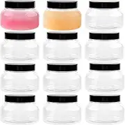 TUZAZO 8 Oz Plastic Container Tuscany Jars with Lids BPA Free, 12 Pack Empty Round Clear Cosmetic Containers Body Butter Jars for Lotion, Cream, Gel, Sugar Scrub