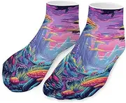 [QMNVBDS] Colorful Mushroom Image Socks Ankle Length Socks Casual Short Socks for Women Men Low Cut Sports Socks Running Socks No Show Socks Ankle Socks Athletic Socks Workout Socks, Style, One Size