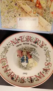 Rare Vintage Wedgwood Peter Rabbit 1992 Merry Christmas Plate In The Box