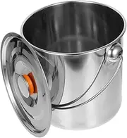 HAKIDZEL Multi Use Outdoor Stainless Steel Firewood Adding Bucket with Lid Portable Handle for Camping and Adventures Durable Firewood Storage
