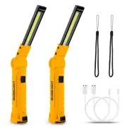 2 Pack Rechargeable LED Work Lights with Magnetic Base for Repairs Outdoor