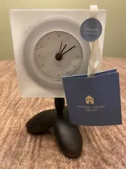 Michael Graves Frosted Acrylic Alarm Clock Footed Tripod Bronze Base 6-1/2”