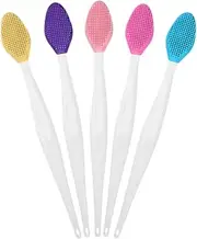5 Pcs Lip Scrub Brush, Double-Sided Silicone Gentle Lip Scrub Tool, Silicone Exfoliating Applicators, Nose Blackhead Clean Scrubber, Cleaner Lip Brush for Men Women