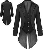[Generic] Mens Steampunk Jacket,Medieval Coat Steampunk Vintage Tailcoat | Gothic Jacket Men, Frock Coat, Renaissance Coat Victorian Jacket for Men
