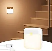 Shenzhi Tech Motion Sensor LED Night Lights, USB Rechargeable Closet Light, Wireless Wall Lamp for Stairs Closet Kitchen Bedroom LED Night Light, Human Motion Sensor Lamp (Warm Light, 1pc)