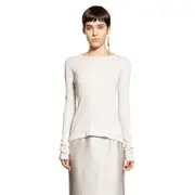 [ANN DEMEULEMEESTER] Fiene Long Sleeve T-Shirt in Cotton Rib Jersey White