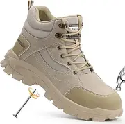 [GUSAYEX] Work Boots for Men Comfortable Steel Toe Boots Lightweight Safety Boots Indestructible Steel Toe Shoes for Men Industrial Construction Boots Rubber Sole Men's Working Boots