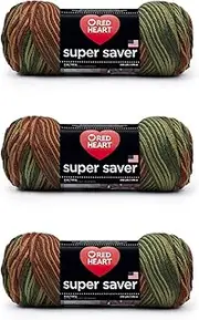 Red Heart Super Saver Yarn, 3 Pack, Fall 3 Count