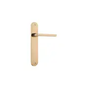 Iver Baltimore Door Lever Handle on Oval Backplate Polished Brass