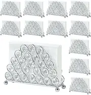 Crystal Napkin Holders,Napkin Storage Box Mail Letter Card Holder for Paper Napkins Modern Tissue Dispenser Bulk for Kitchen, Bathroom, Dining Table, Backyard, Picnic Use (Silver, 12 PCS)