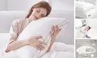 Luxury Feather Down Pillow King Size,Medium Firm Gusseted Bed Pillows for
