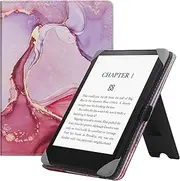 HGWALP Universal Case for 6" eReaders, Folio Leather Stand Cover with Handstrap Compatible with All 6 inch Paperwhite/Paperwhite/Kobo/Tolino/Pocketook/E-Book Reader-Marble Pink