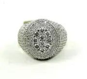 Natural Round Diamond Cluster Oval Men's Ring Band 14k Yellow Gold 2.90Ct