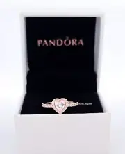 NEW 100% Authentic PANDORA Rose Gold Sparkling Elevated Heart Ring 188421C02