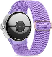Stretchy Nylon Bands Compatible with Google Pixel Watch 3 Band 41mm, Pixel Watch 2 Band, Pixel Watch Band - Upgraded Metal Lugs - Adjustable Elastic Sport Loop Straps for Google Watch Women Men