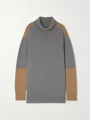 [Loro Piana] Loro Piana - Color-block Cashmere Turtleneck Sweater - Gray - large large Gray