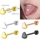 14G Heart Tongue Bar Tongue Studs Body Piercing Stainless Steel Punk Jewellery